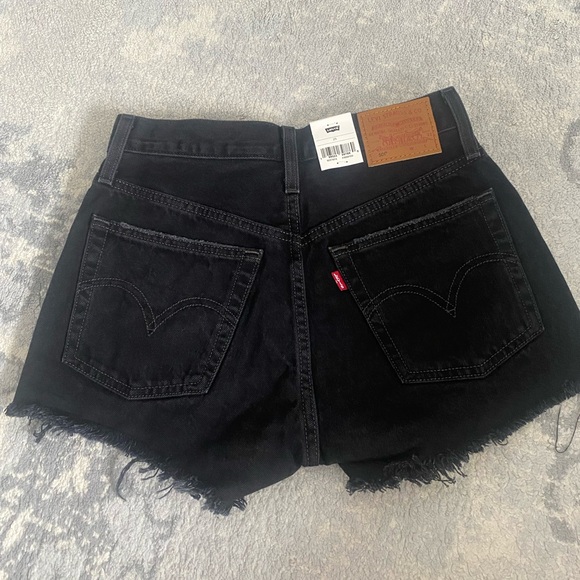 Levi's 501 Black Distressed Jean Shorts - Picture 2 of 5